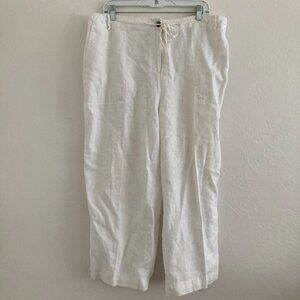 Charter Club 100% Linen White Cropped Pants Katherine Fit Beach Coast Size 16W
